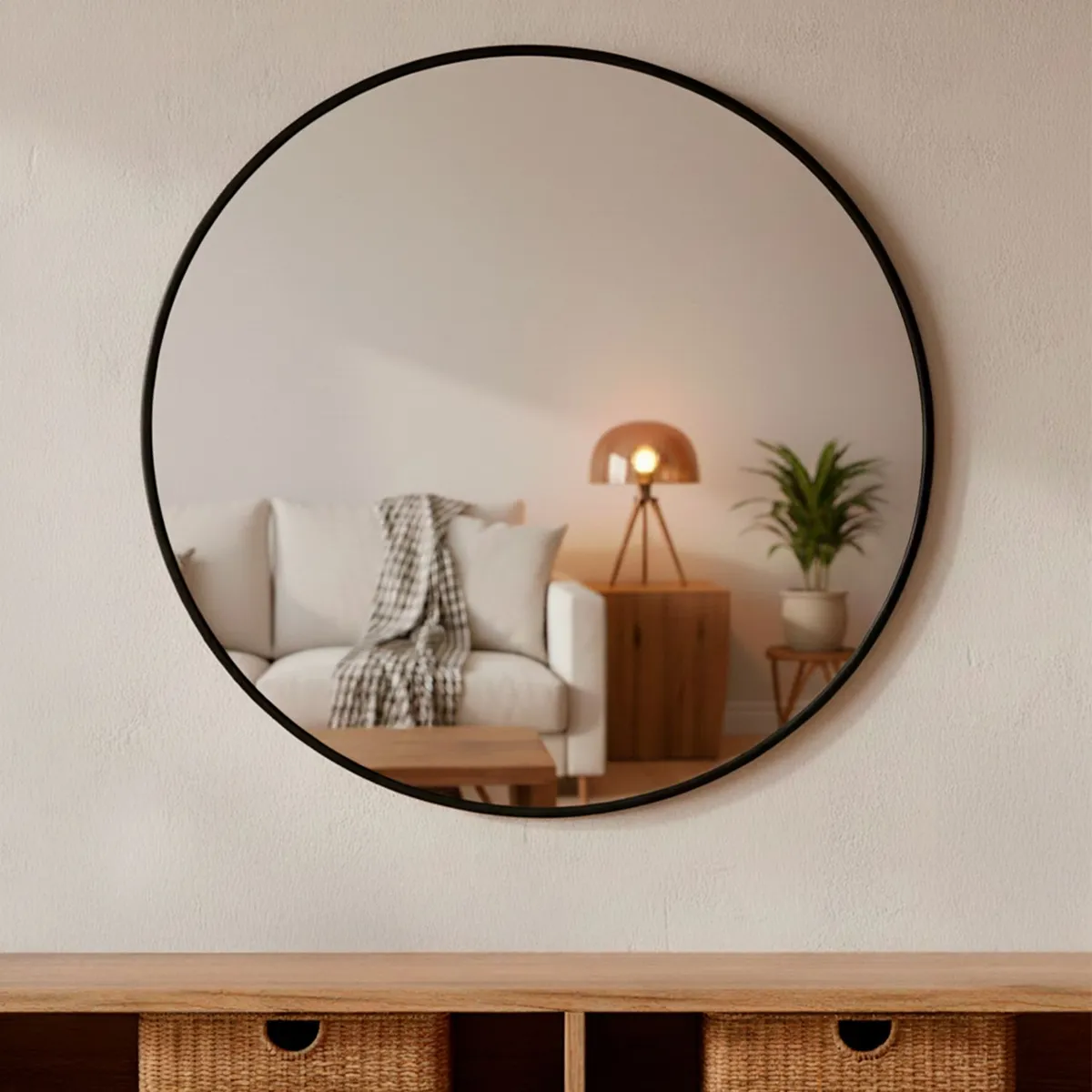 BASEMENT HOME - Espejo De Pared Redondo Marco Metálico Decorativo Basement Home