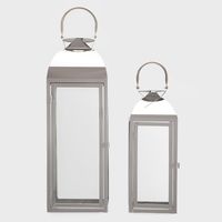 Set 2 Faroles Plateado Adorno Decorativo