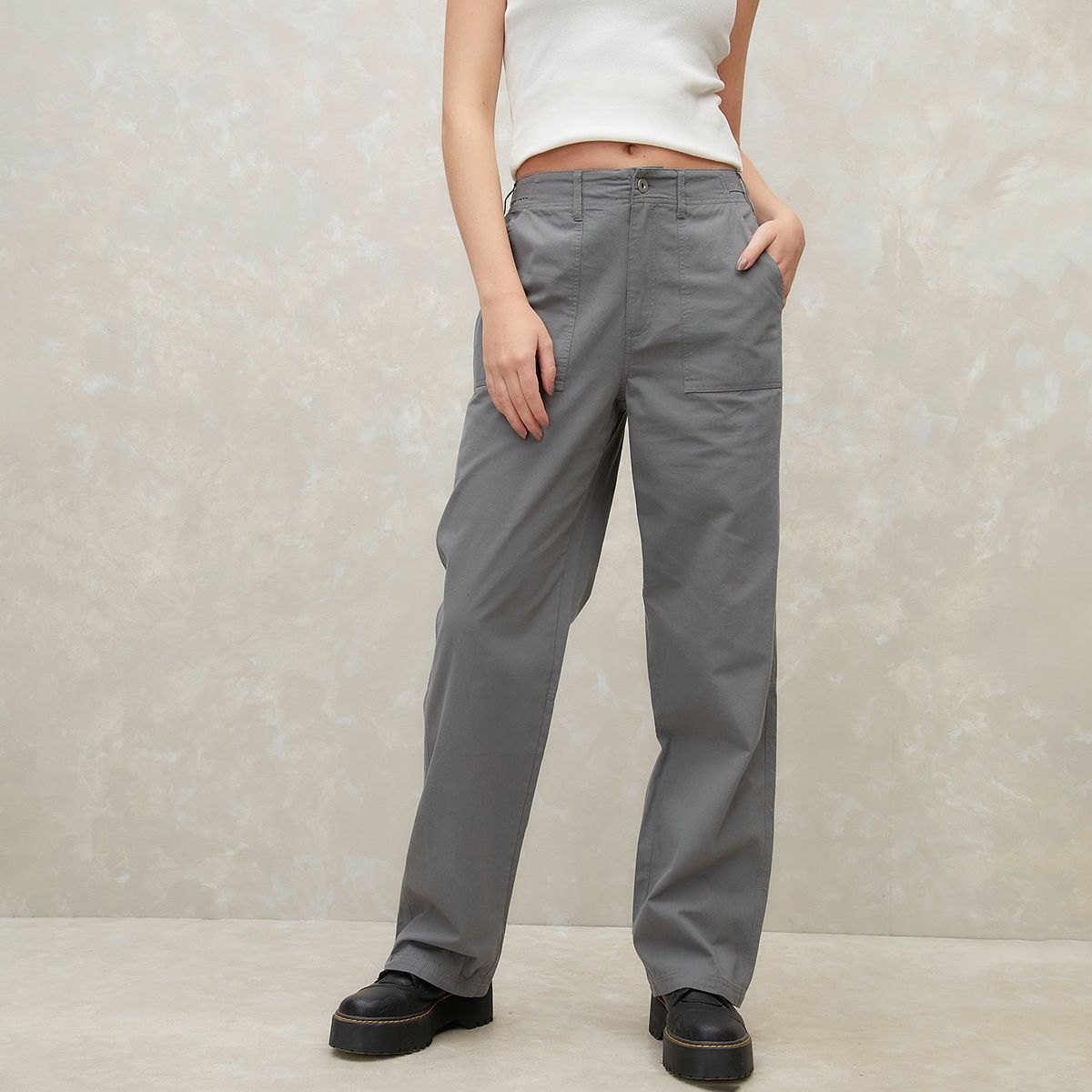 SYBILLA - Pantalón Cargo Tiro Medio Mujer Sybilla Algodón