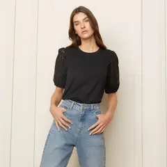 BASEMENT - Polera Manga Globo Mujer