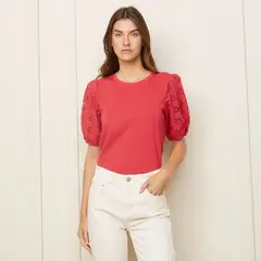 BASEMENT - Polera Manga Globo Mujer