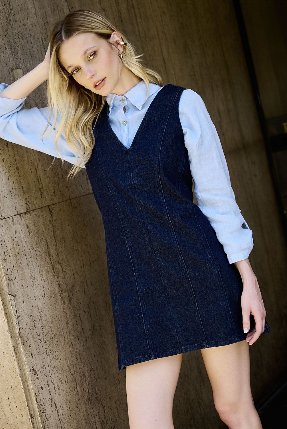 BASEMENT - Vestido Basement Mini Algodón Casual Mujer