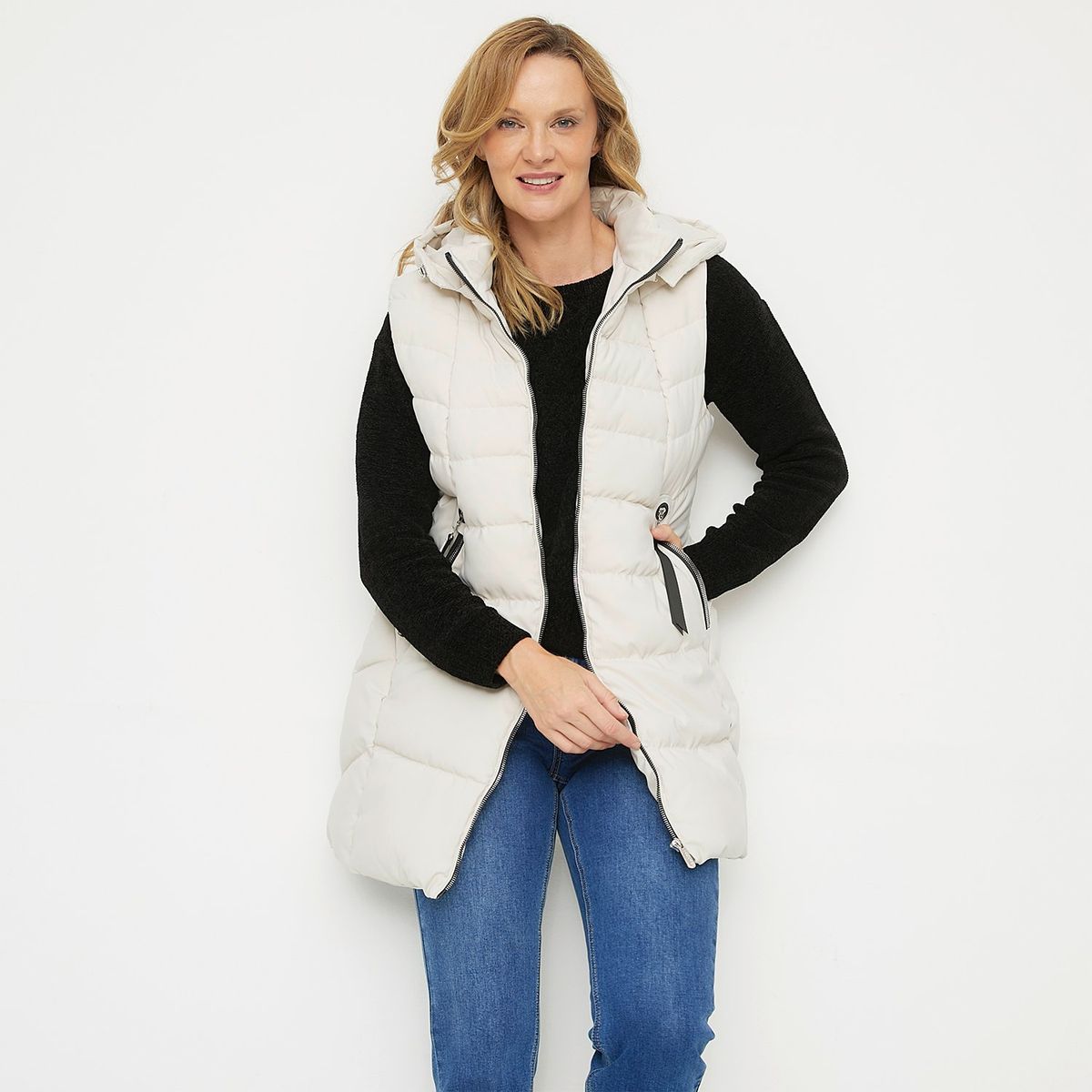 NEWPORT - Parka Newport Sin Mangas Con Cierre Metálico Mujer