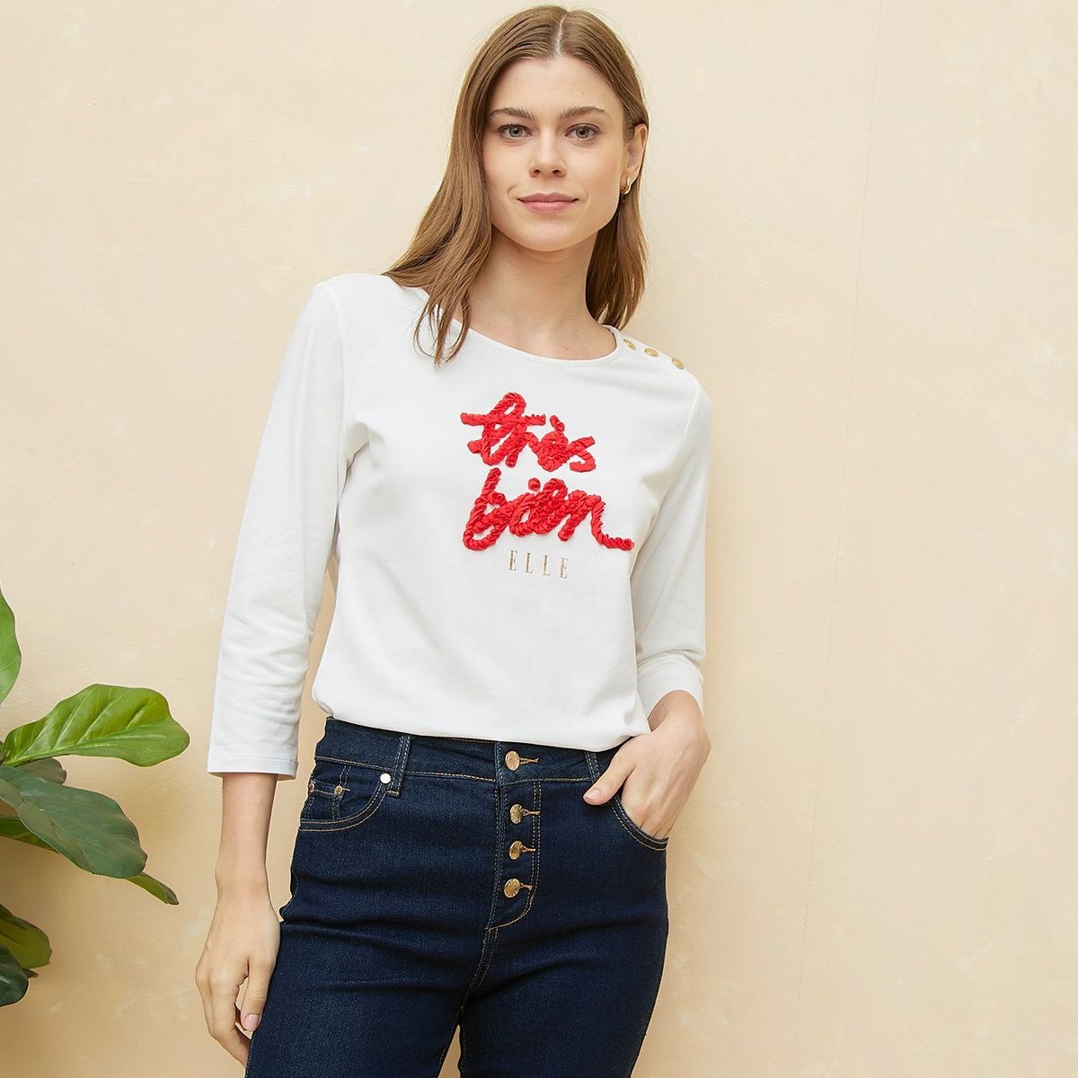 ELLE - Polera Algodón Mujer Elle