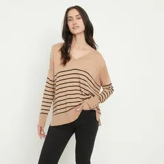 APOLOGY - Sweater Rayas Manga Larga Mujer Algodón Viscosa