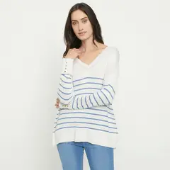 APOLOGY - Sweater Rayas Manga Larga Mujer Algodón Viscosa
