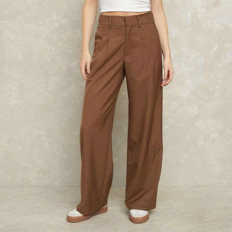 SYBILLA - Pantalón Palazzo Mujer Sybilla Tiro Medio Diseño Cuadros