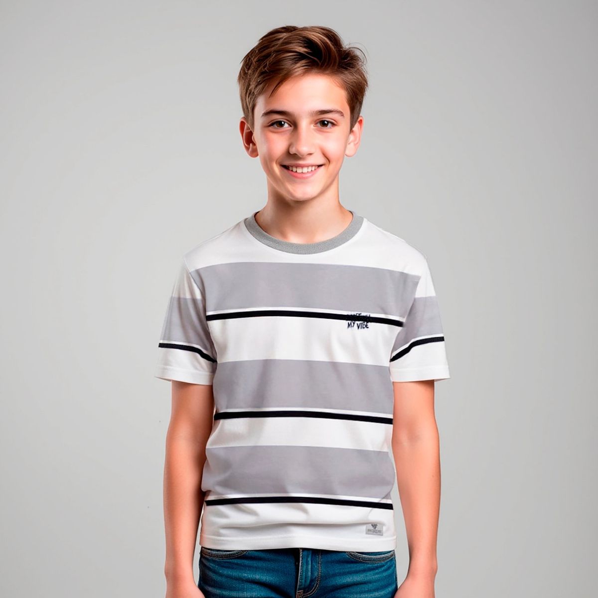 FEDERATION - Polera Federation Algodón Rayas Niño Manga Corta Casual