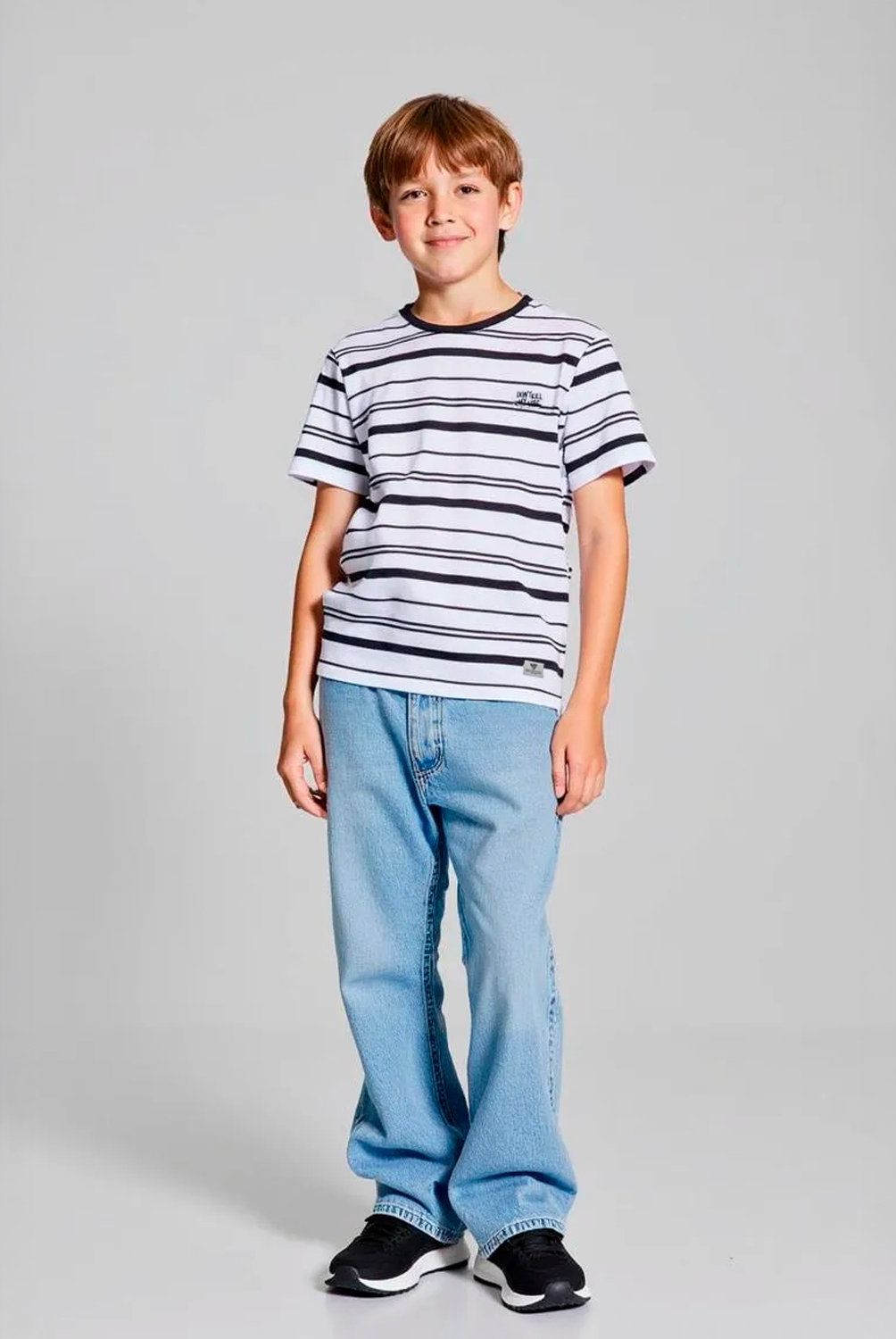 FEDERATION - Polera Federation Algodón Rayas Niño Manga Corta Casual