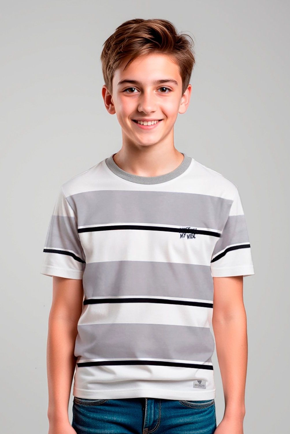 FEDERATION - Polera Federation Algodón Rayas Niño Manga Corta Casual