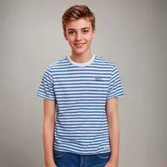 FEDERATION - Polera Algodón Rayas Niño Manga Corta Casual