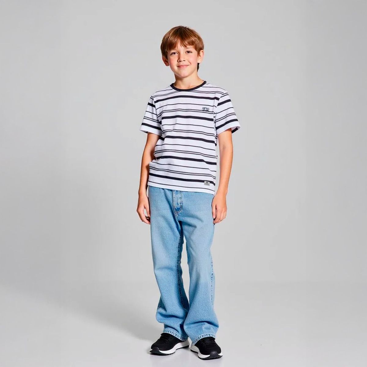 FEDERATION - Polera Federation Algodón Rayas Niño Manga Corta Casual