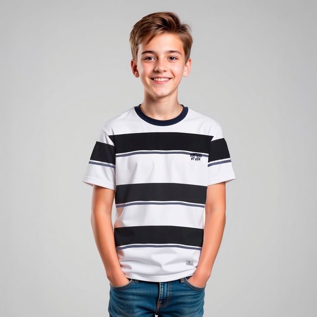 FEDERATION - Polera Federation Algodón Rayas Niño Manga Corta Casual