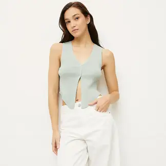 SYBILLA - Polera Mujer Sin Mangas Cuello V Casual