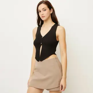SYBILLA - Polera Mujer Sin Mangas Cuello V Casual