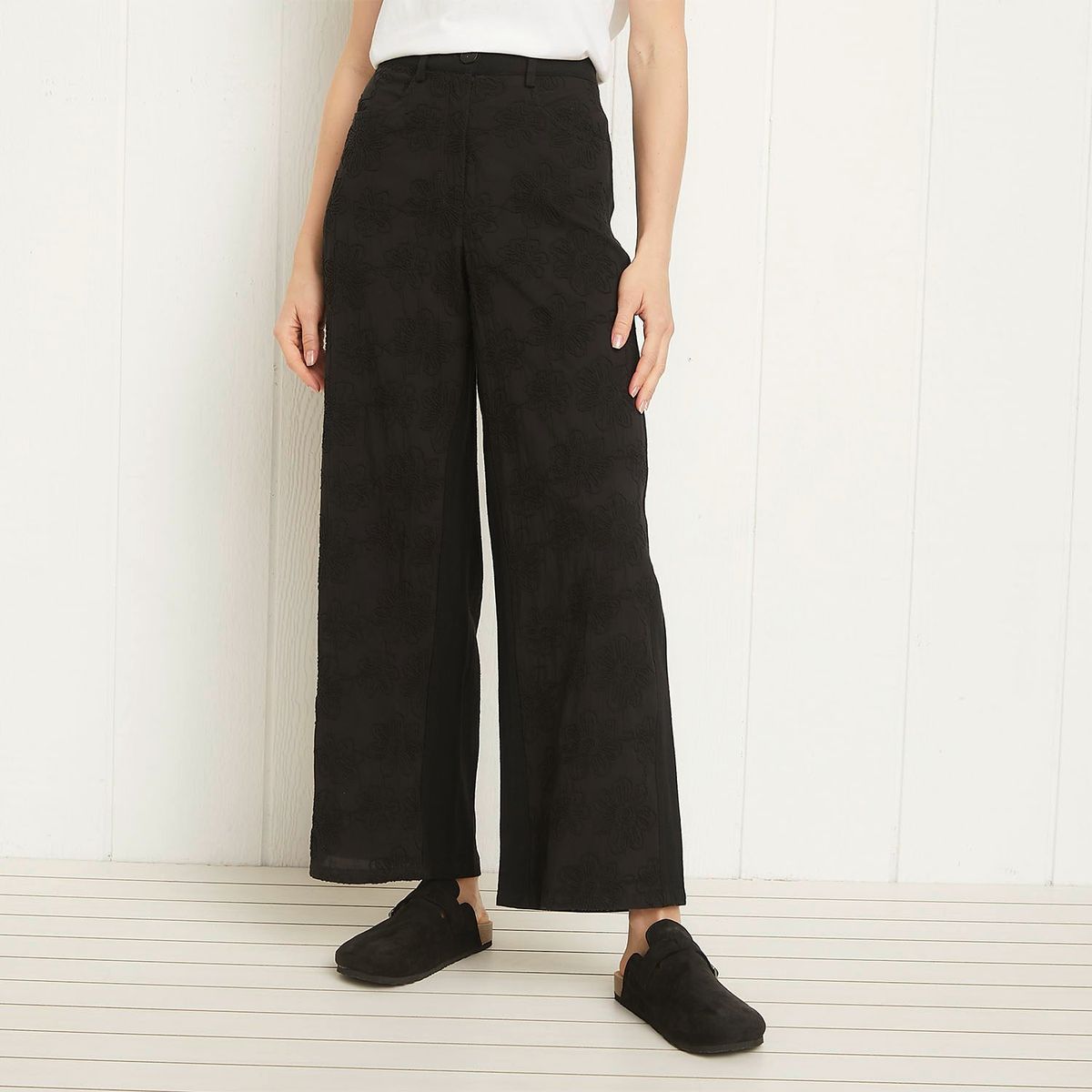 UNIVERSITY CLUB - Pantalón University Club Tiro Medio Lino Mujer Diseño Floral