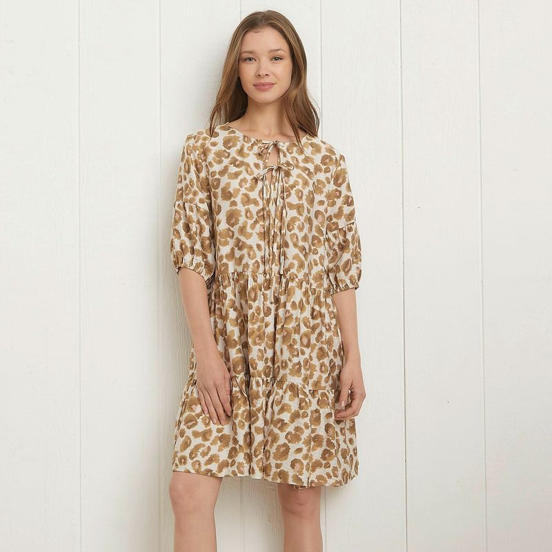 UNIVERSITY CLUB - Vestido University Club Mujer Viscosa Estampado Animal Print