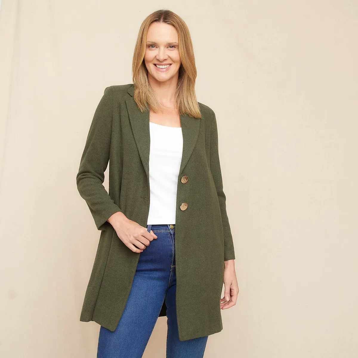 S COCCI - Abrigo S.Cocci Diseño Liso Mujer Manga Larga