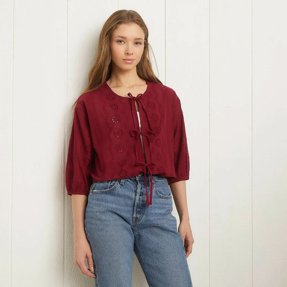 UNIVERSITY CLUB - Blusa University Club Algodón Diseño Floral Mujer Manga 3/4