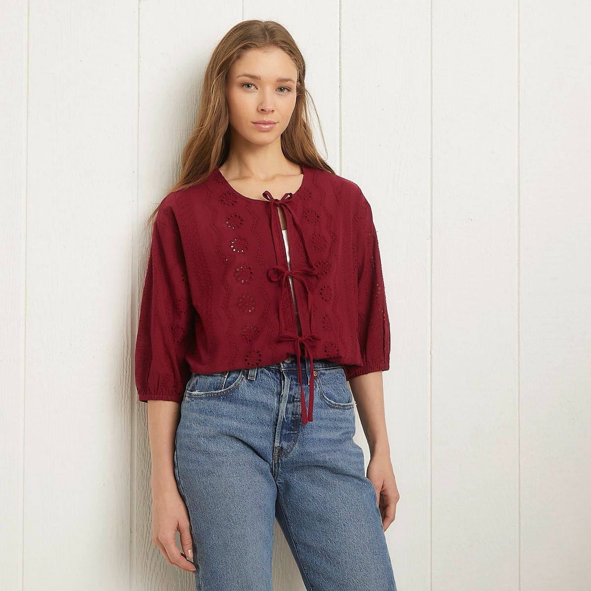 UNIVERSITY CLUB - Blusa University Club Algodón Diseño Floral Mujer Manga 3/4