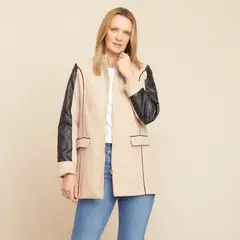 S COCCI - Abrigo S.Cocci Paño Manga Larga Cuero Mujer
