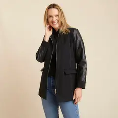 S COCCI - Abrigo S.Cocci Paño Manga Larga Cuero Mujer