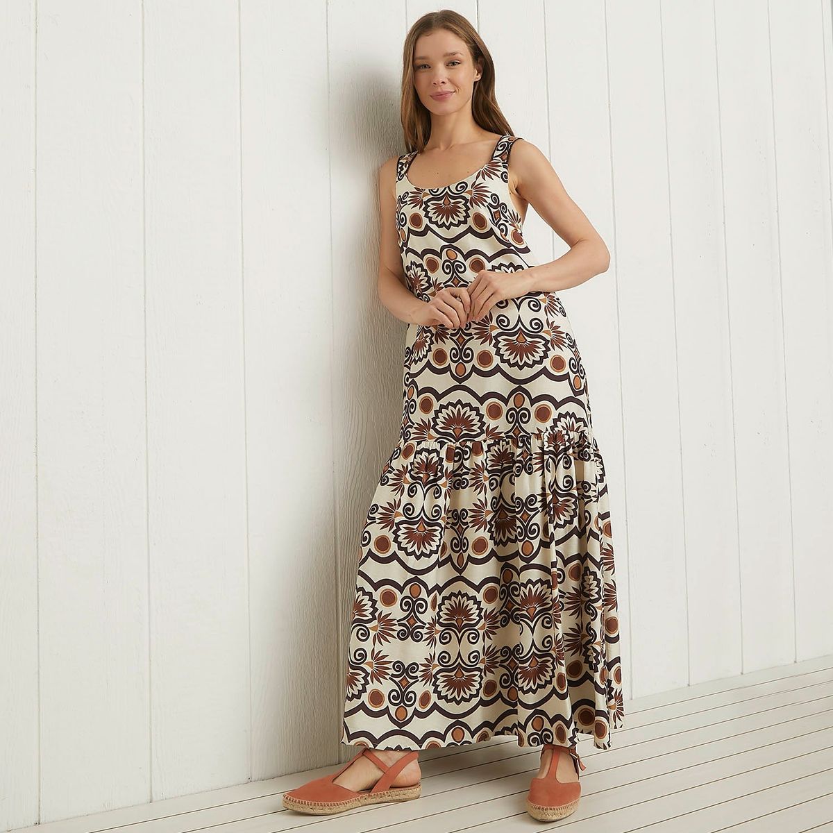 UNIVERSITY CLUB - Vestido Maxi University Club Casual Mujer Estampado Viscosa