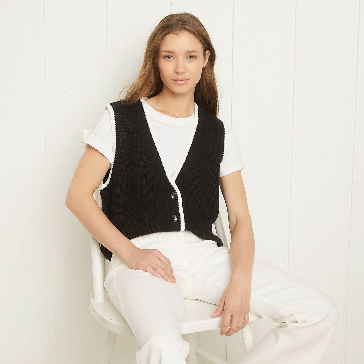 UNIVERSITY CLUB - Sweater University Club Mujer Sin Mangas Casual Diseño Liso