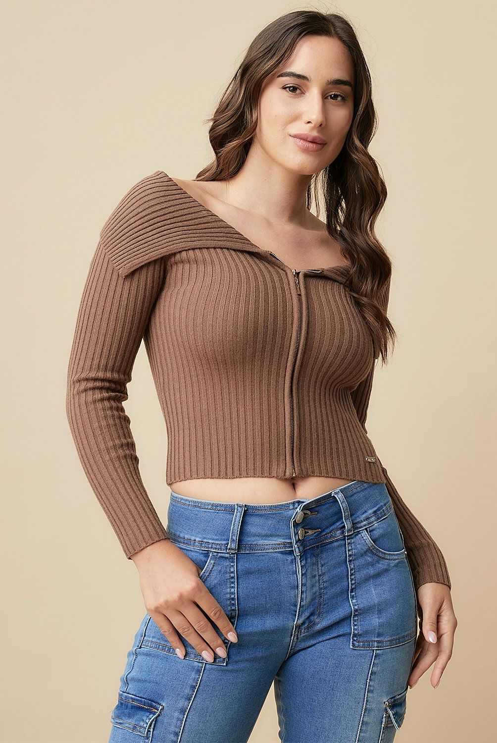 MOSSIMO - Cardigan Acanalado Mujer Mossimo