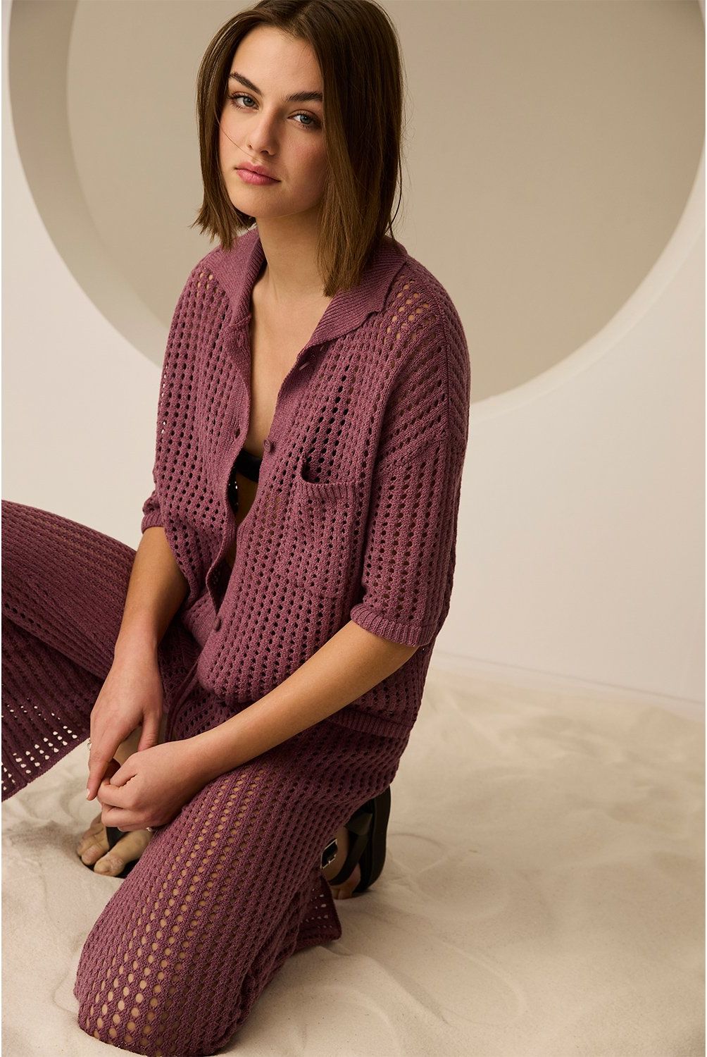 AMERICANINO - Camisa Tejida Oversize Manga Corta Mujer Americanino