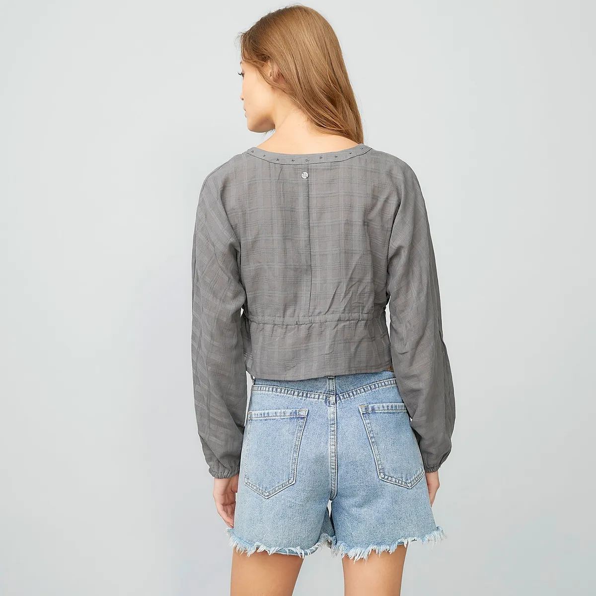 AMERICANINO - Blusa Cropped Mujer Americanino Algodón Manga Larga