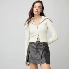 AMERICANINO - Chaleco Tejido Trenzado Con Cremallera Mujer