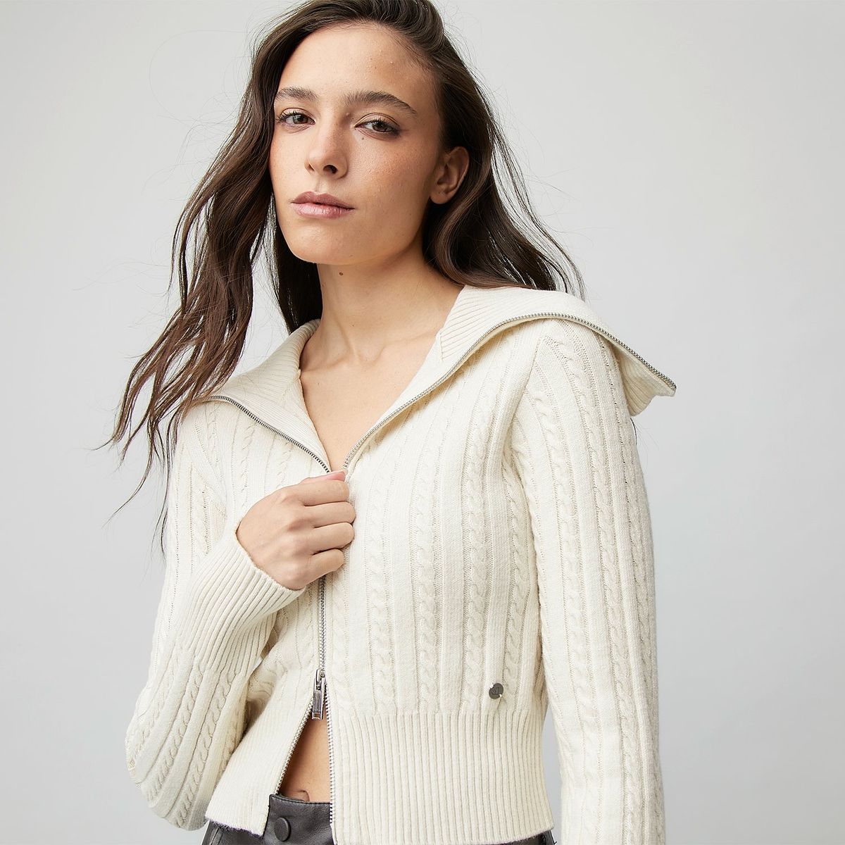 AMERICANINO - Chaleco Tejido Trenzado Con Cremallera Americanino Mujer