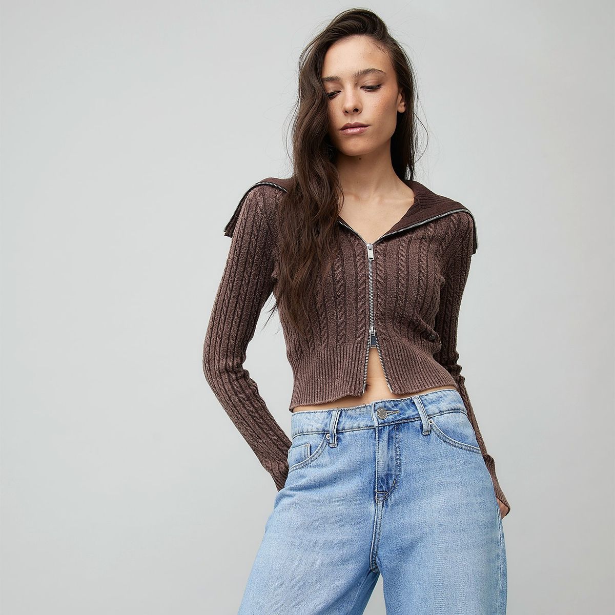 AMERICANINO - Chaleco Tejido Trenzado Con Cremallera Americanino Mujer