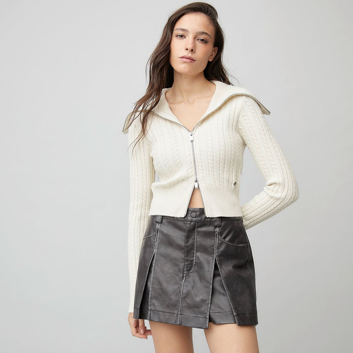 AMERICANINO - Chaleco Tejido Trenzado Con Cremallera Americanino Mujer