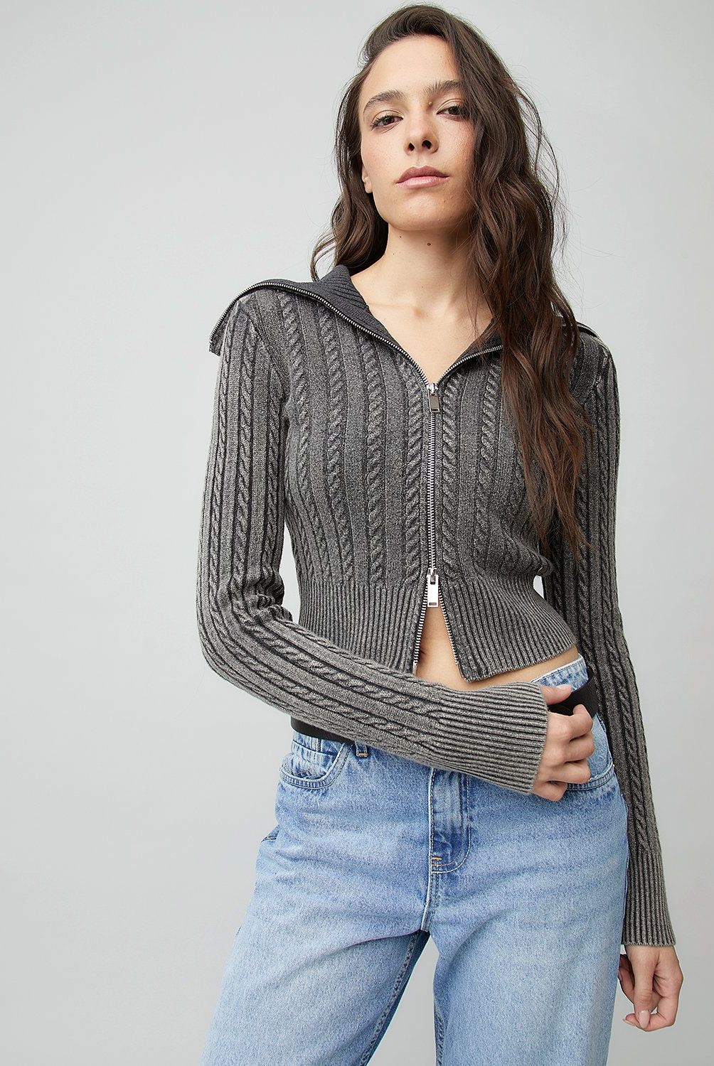 AMERICANINO - Chaleco Tejido Trenzado Con Cremallera Americanino Mujer