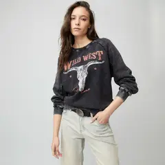 AMERICANINO - Polerón Crew Neck Estampado Mujer Algodón
