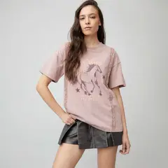 AMERICANINO - Polera Oversize Algodón Estampada Mujer