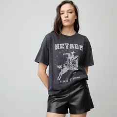 AMERICANINO - Polera Oversize Algodón Manga Corta Mujer