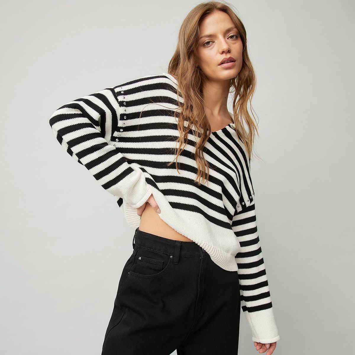 AMERICANINO - Sweater Americanino Mujer Algodón Regular Fit Diseño Rayas