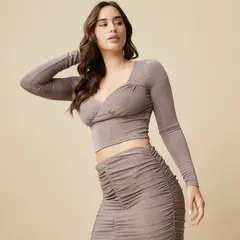 MOSSIMO - Crop Top Manga Larga Mujer