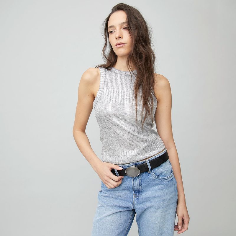 AMERICANINO - Polera Acanalada Mujer Americanino Sin Mangas