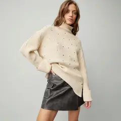 AMERICANINO - Sweater Rayas Cuello Alto Mujer Algodón Acrílico