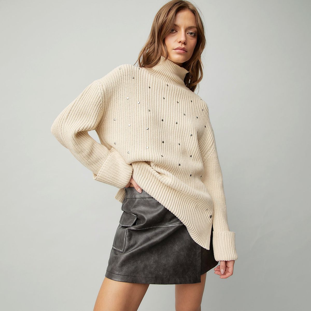 AMERICANINO - Sweater Americanino Rayas Cuello Alto Mujer Algodón Acrílico