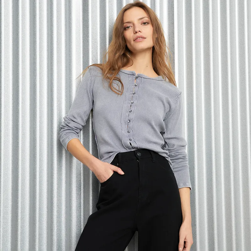 AMERICANINO - Polera Manga Larga Algodón Mujer Americanino