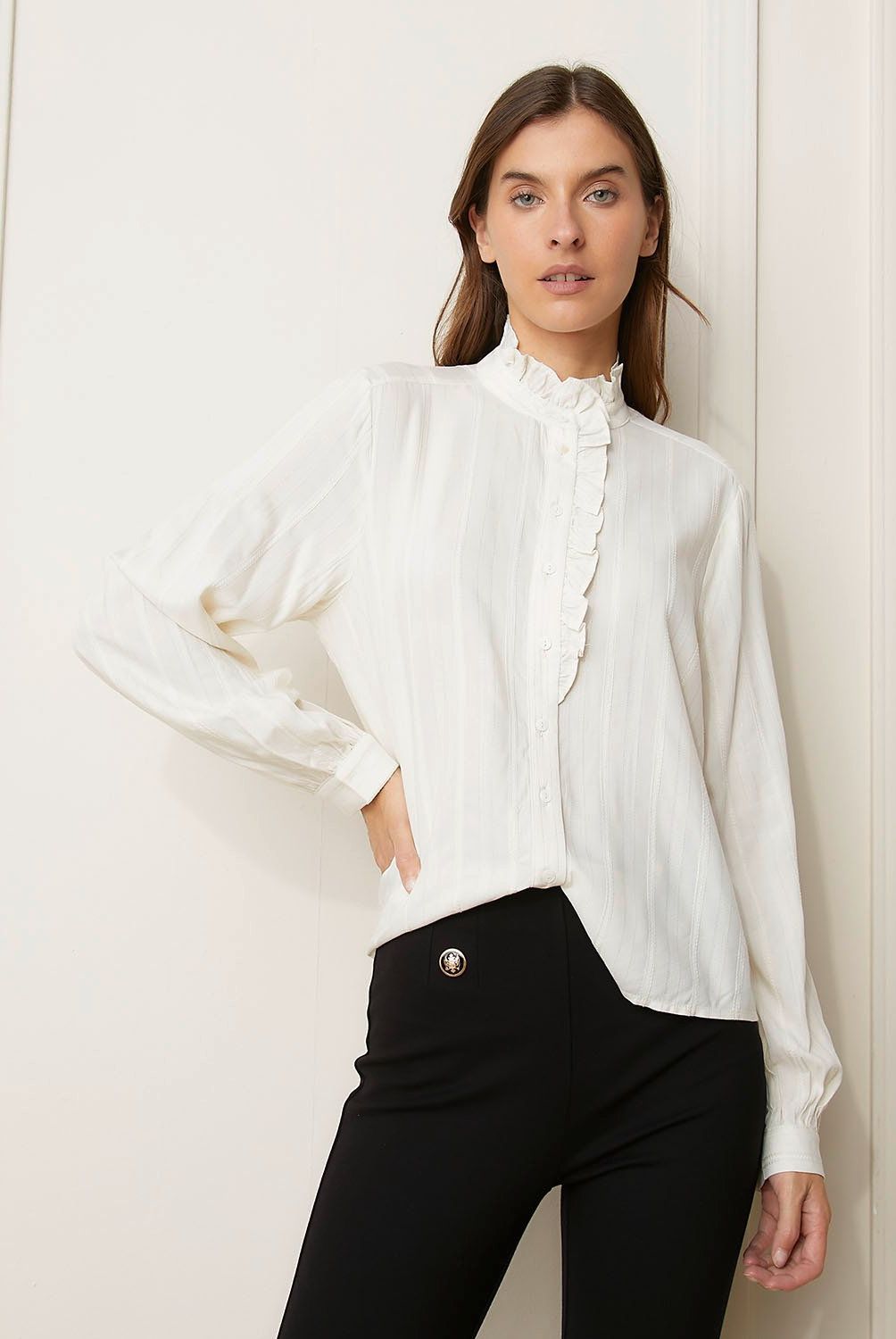 BASEMENT - Blusa Manga Larga Mujer Basement Viscosa Casual