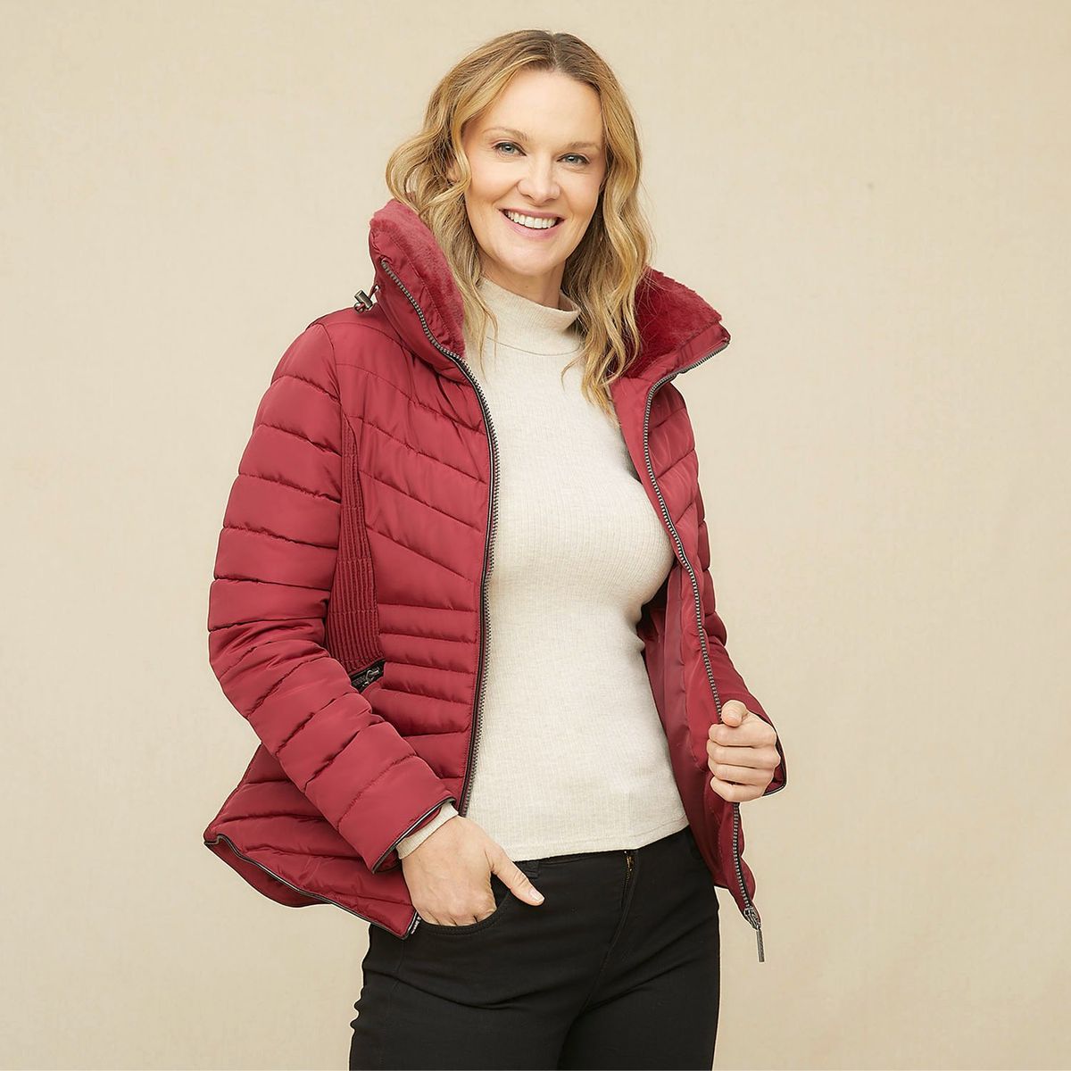 S COCCI - Parka Mujer Cuello Piel S.Cocci
