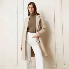 BASEMENT - Abrigo Jaspeado Mujer Manga Larga