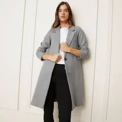 BASEMENT - Abrigo Jaspeado Mujer Manga Larga