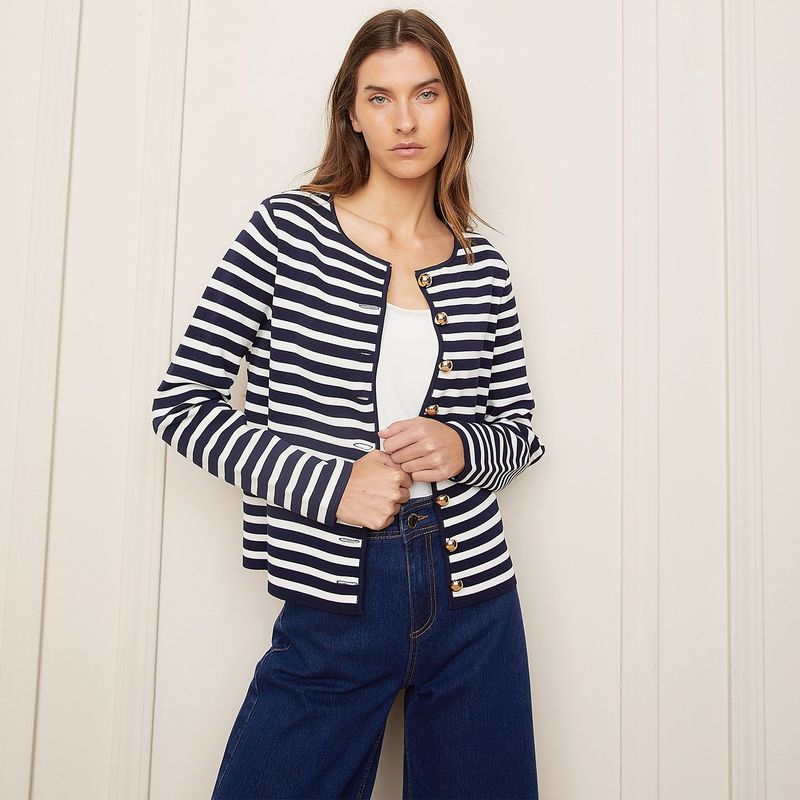 BASEMENT - Cárdigan Basement Mujer Regular Fit Diseño Rayado